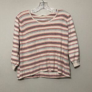 Rocks and Indigo Women's S Small Striped Knit Front Cotton Blend Sweater Top